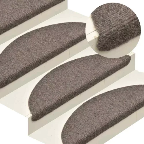 Öntapadós lépcsőszőnyegek 30 db 65 x 21 x 4 cm bézs félkör alakú nagy