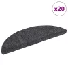 20 db öntapadós lépcsőszőnyeg, 56 x 17 x 3 cm, sötétszürke, félkör alakú