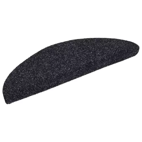 Öntapadós lépcsőszőnyegek 30 db, 56 x 17 x 3 cm, fekete, félkör alakú
