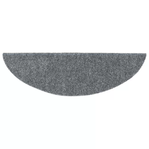 30 db öntapadós lépcsőszőnyeg, 56 x 17 x 3 cm, világosszürke, félkör alakú