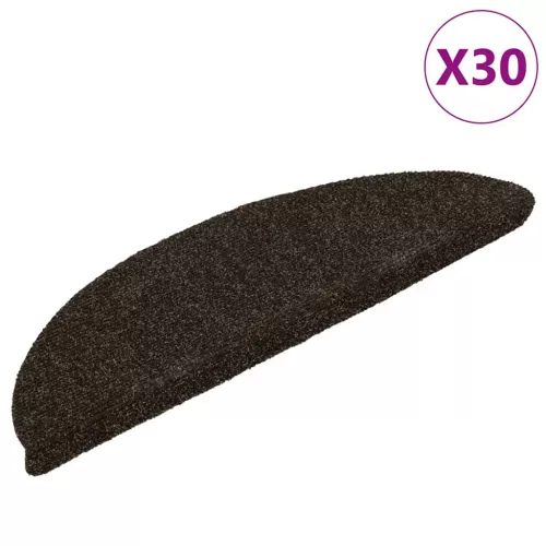 Öntapadós lépcsőszőnyegek 30 db sötétbarna félkör alakú 56 x 17 x 3 cm