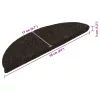 Öntapadós lépcsőszőnyegek 30 db sötétbarna félkör alakú 56 x 17 x 3 cm