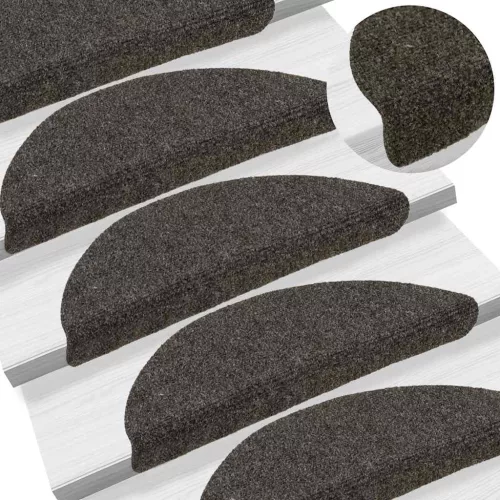 Öntapadós lépcsőszőnyegek 30 db 56 x 17 x 3 cm antracit félkör alakú