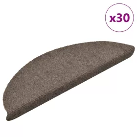   Öntapadós lépcsőszőnyegek 30 db 56 x 17 x 3 cm bézs félkör alakú