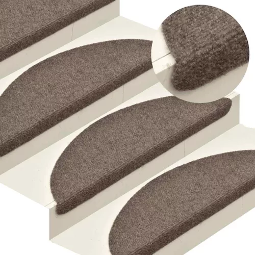Öntapadós lépcsőszőnyegek 30 db 56 x 17 x 3 cm bézs félkör alakú