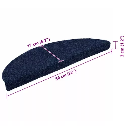 Öntapadós lépcsőszőnyegek 30 db, 56 x 17 x 3 cm, sötétkék, félkör alakú