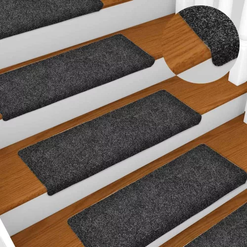Öntapadós lépcsőszőnyegek 30 db 65 x 21 x 4 cm szürke téglalap alakú széllel