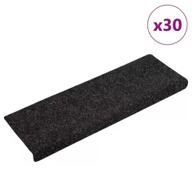   Öntapadós lépcsőszőnyegek 30 db 65 x 21 x 4 cm fekete téglalap alakú széllel