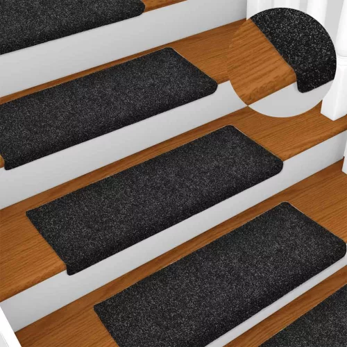 Öntapadós lépcsőszőnyegek 30 db 65 x 21 x 4 cm fekete téglalap alakú széllel