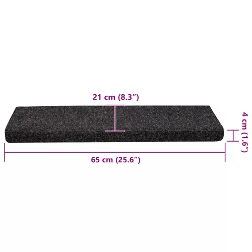 Öntapadós lépcsőszőnyegek 30 db 65 x 21 x 4 cm fekete téglalap alakú széllel