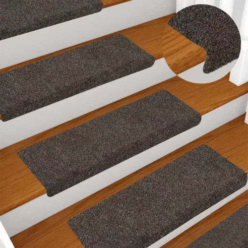 Öntapadós lépcsőszőnyegek 30 db 65 x 21 x 4 cm antracit téglalap alakú széllel