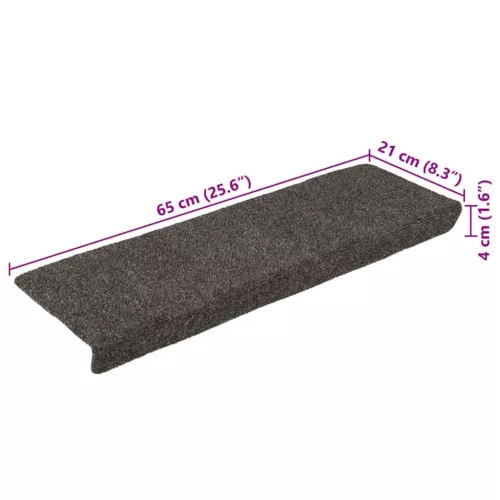 Öntapadós lépcsőszőnyegek 30 db 65 x 21 x 4 cm antracit téglalap alakú széllel