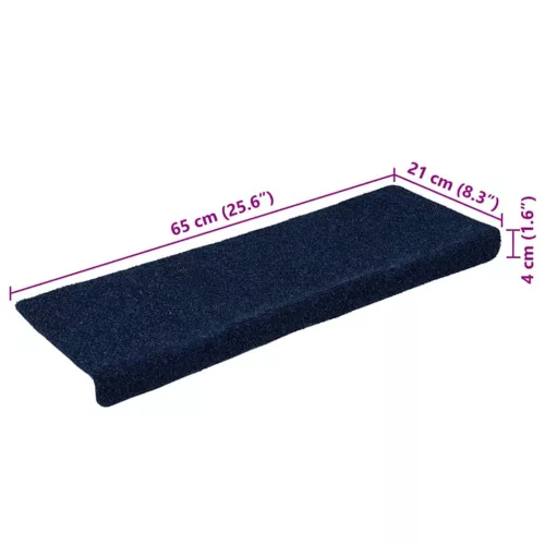 Öntapadós lépcsőszőnyegek 30 db 65 x 21 x 4 cm sötétkék téglalap alakú széllel