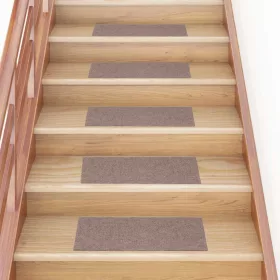   Öntapadós lépcsőszőnyegek 30 db 60 x 25 cm világosbarna téglalap alakú