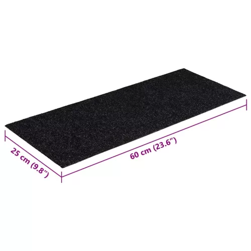 Öntapadós lépcsőszőnyegek, 30 db, 60 x 25 cm, fekete, téglalap alakú