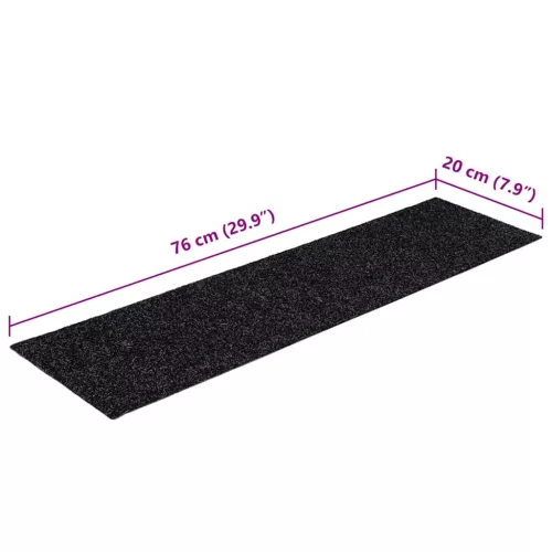Öntapadós lépcsőszőnyegek, 30 db, 76 x 20 cm, fekete, téglalap alakú
