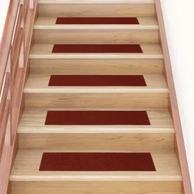   Öntapadós lépcsőszőnyegek 30 db 76 x 20 cm bordói piros téglalap alakú