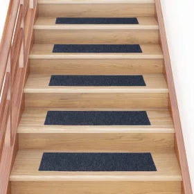   Öntapadós lépcsőszőnyegek 30 db 76 x 20 cm szürke-kék téglalap alakú
