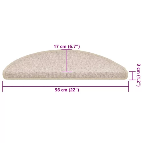 30 db lépcsőszőnyeg 56 x 17 x 3 cm bézs félkör alakú