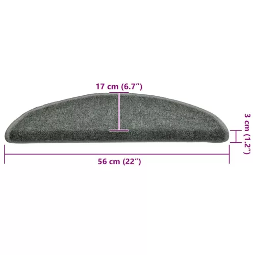 30 db sötétzöld félkör alakú lépcsőszőnyeg 56 x 17 x 3 cm