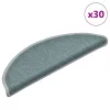 30 db-os lépcsőszőnyegek 56 x 17 x 3 cm tengerkék félkör alakú szőnyeg
