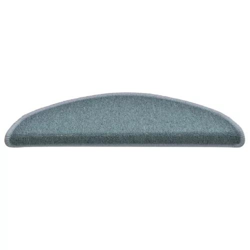 30 db-os lépcsőszőnyegek 56 x 17 x 3 cm tengerkék félkör alakú szőnyeg