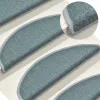 30 db-os lépcsőszőnyegek 56 x 17 x 3 cm tengerkék félkör alakú szőnyeg