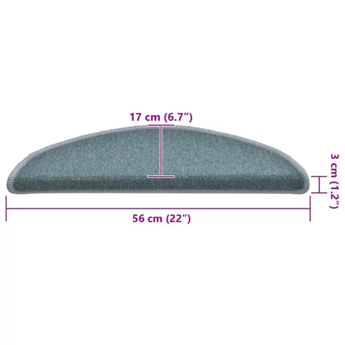 30 db-os lépcsőszőnyegek 56 x 17 x 3 cm tengerkék félkör alakú szőnyeg