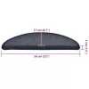 30 db sötétszürke és kék félkör alakú lépcsőszőnyeg 56 x 17 x 3 cm