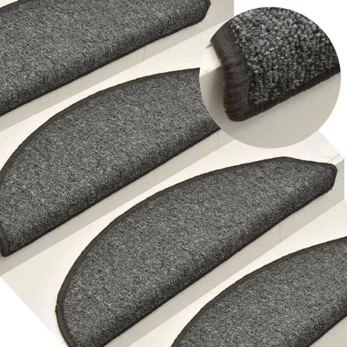 30 db sötétszürke félkör alakú lépcsőszőnyeg 56 x 17 x 3 cm