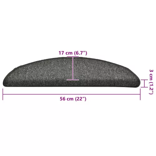 30 db sötétszürke félkör alakú lépcsőszőnyeg 56 x 17 x 3 cm