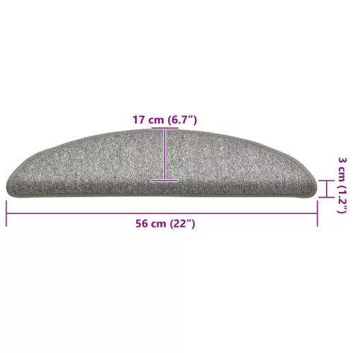 30 db világosszürke félkör alakú lépcsőszőnyeg 56 x 17 x 3 cm