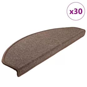   30 db-os lépcsőszőnyegek 65 x 24 x 4 cm kávébarna félkör alakú nagyméretű