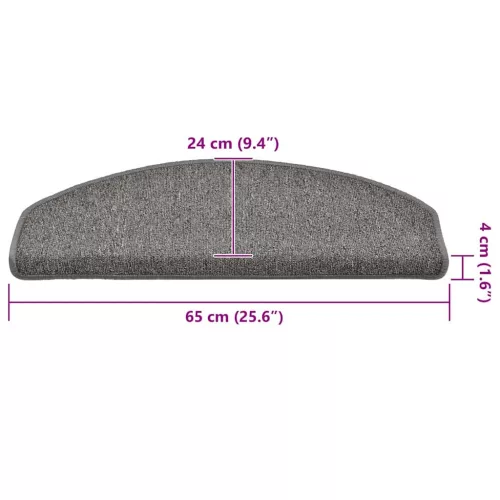 30 db sötétszürke, félkör alakú, nagy lépcsőszőnyegek 65 x 24 x 4 cm