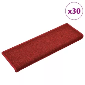   30 db lépcsőszőnyeg 65 x 21 x 4 cm piros téglalap alakú széllel
