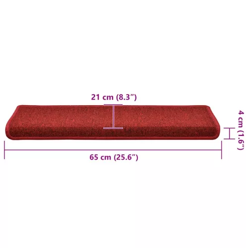 30 db lépcsőszőnyeg 65 x 21 x 4 cm piros téglalap alakú széllel