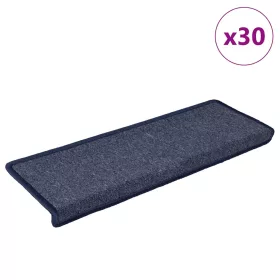   30 db sötétszürke és kék lépcsőszőnyeg, téglalap alakú széllel, 65 x 21 x 4 cm