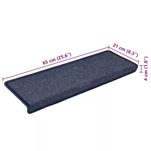 30 db sötétszürke és kék lépcsőszőnyeg, téglalap alakú széllel, 65 x 21 x 4 cm