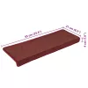30 db lépcsőszőnyeg 65 x 21 x 4 cm bordó téglalap alakú széllel