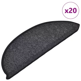   20 db antracitszürke félkör alakú lépcsőszőnyeg 56 x 17 x 3 cm