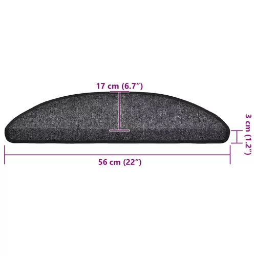 20 db antracitszürke félkör alakú lépcsőszőnyeg 56 x 17 x 3 cm