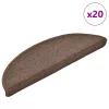 20 db-os lépcsőszőnyegek 56 x 17 x 3 cm kávébarna félkör alakú