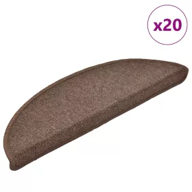   20 db-os lépcsőszőnyegek 56 x 17 x 3 cm kávébarna félkör alakú