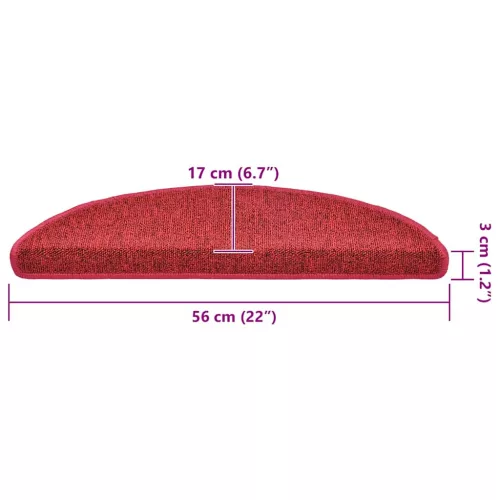 20 db lépcsőszőnyeg 56 x 17 x 3 cm piros félkör alakú