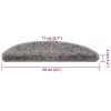 30 db szürke félkör alakú lépcsőszőnyeg 56 x 17 x 3 cm