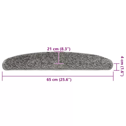 30 db szürke, félkör alakú, nagy lépcsőszőnyeg 65 x 21 x 4 cm