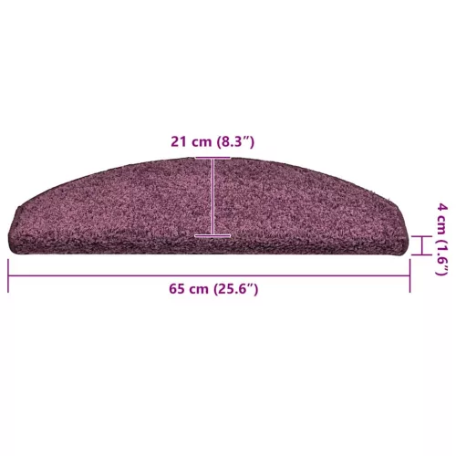 30 db sötétlila félkör alakú lépcsőszőnyeg 65 x 21 x 4 cm, nagy