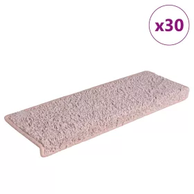   30 db fehér és rózsaszín lépcsőszőnyeg, téglalap alakú széllel, 65 x 21 x 4 cm