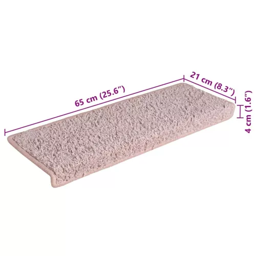 30 db fehér és rózsaszín lépcsőszőnyeg, téglalap alakú széllel, 65 x 21 x 4 cm