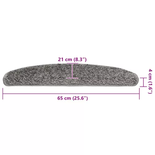 20 db szürke, félkör alakú, nagy lépcsőszőnyeg 65 x 21 x 4 cm